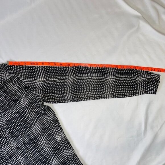 Diane von Furstenberg Silk Blouse Harlow Optic Black White Long Sleeves Size 6 - Picture 8 of 15